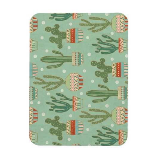 Southwest Geo Step | Potted Cactus Pattern Magneet (Verticaal)