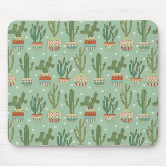 Southwest Geo Step | Potted Cactus Pattern Muismat (Voorkant)