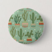 Southwest Geo Step | Potted Cactus Pattern Ronde Button 5,7 Cm (Voorkant)