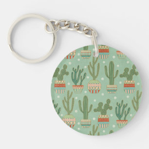 Southwest Geo Step   Potted Cactus Pattern Sleutelhanger