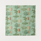 Southwest Geo Step | Potted Cactus Pattern Wandkleed (Voorkant)