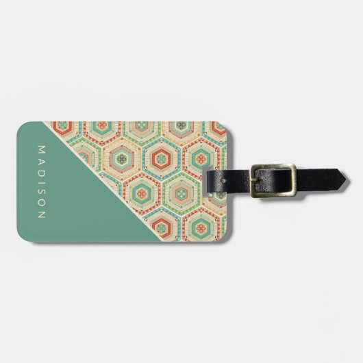 Southwest Geo Step | Southwest Hexagon Pattern Bagagelabel (Voorkant horizontaal)