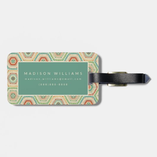 Southwest Geo Step | Southwest Hexagon Pattern Bagagelabel (Achterkant horizontaal)