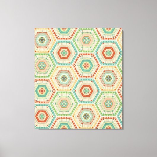 Southwest Geo Step | Southwest Hexagon Pattern Canvas Afdruk (Voorkant)