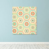 Southwest Geo Step | Southwest Hexagon Pattern Canvas Afdruk (Insitu (Houten vloer))