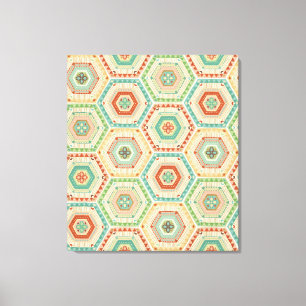 Southwest Geo Step   Southwest Hexagon Pattern Canvas Afdruk