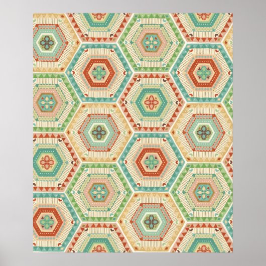 Southwest Geo Step | Southwest Hexagon Pattern Poster (Voorkant)