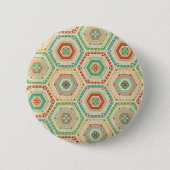 Southwest Geo Step | Southwest Hexagon Pattern Ronde Button 5,7 Cm (Voorkant)