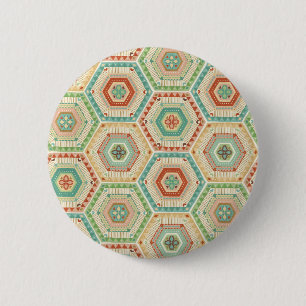 Southwest Geo Step   Southwest Hexagon Pattern Ronde Button 5,7 Cm