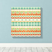 Southwest Geo Step | Waterverf Tribaal Patroon Canvas Afdruk (Insitu (Houten vloer))