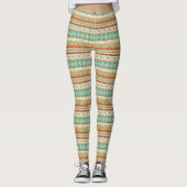 Southwest Geo Step | Waterverf Tribaal Patroon Leggings (Voorkant)