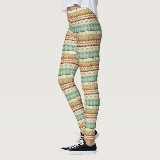 Southwest Geo Step | Waterverf Tribaal Patroon Leggings (Links)