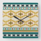 Southwest Geometry III Vierkante Klok (Voorkant)
