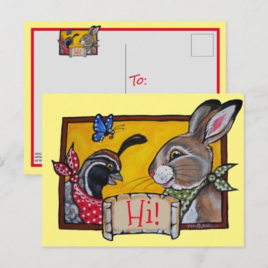 Southwest Hi Hallo Animal Rabbit Quail Souvenir Briefkaart (Voorkant / Achterkant)