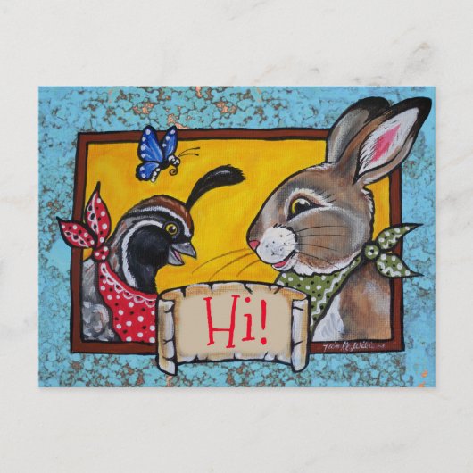 Southwest Hi Hallo Rabbit Quail Souvenir Briefkaart (Voorkant)