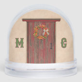 Southwest Holiday Chile Wreath Door Personalized Sneeuwbol (Voorkant)