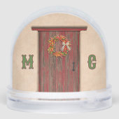 Southwest Holiday Chile Wreath Door Personalized Sneeuwbol (Achterkant)