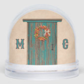 Southwest Holiday Chile Wreath Door Personalized Sneeuwbol (Voorkant)