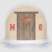 Southwest Holiday Chile Wreath Door Personalized Sneeuwbol (Voorkant)