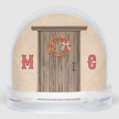Southwest Holiday Chile Wreath Door Personalized Sneeuwbol (Achterkant)