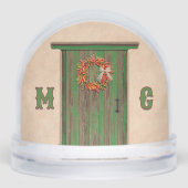 Southwest Holiday Chile Wreath Door Personalized Sneeuwbol (Voorkant)