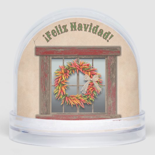 Southwest Holiday Chile Wreath Window Personalized Sneeuwbol (Voorkant)
