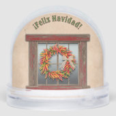 Southwest Holiday Chile Wreath Window Personalized Sneeuwbol (Achterkant)