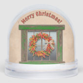 Southwest Holiday Chile Wreath Window Personalized Sneeuwbol (Voorkant)