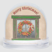 Southwest Holiday Chile Wreath Window Personalized Sneeuwbol (Achterkant)