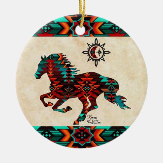 Southwest Horse Ceramic Ornament (Voorkant)