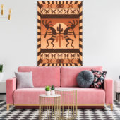 Southwest Hot Desert Sun Cactus Kokopelli Canvas Afdruk (Insitu (Woonkamer))