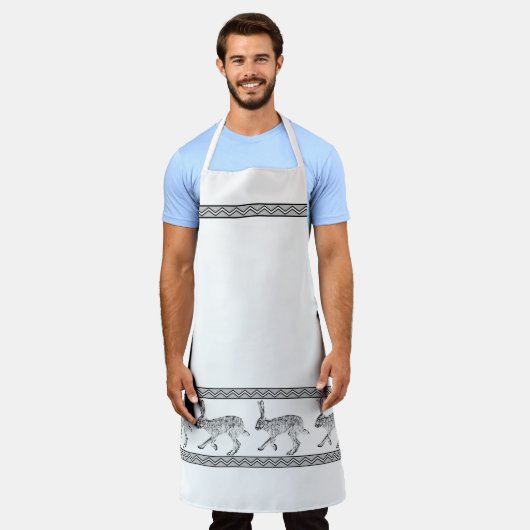 Southwest Jackrabbit & Geometric Mountains White Schort (Gedragen)