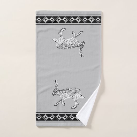 Southwest Jackrabbit Gray Geometric Diamonds Bad Handdoek (Handdoek)