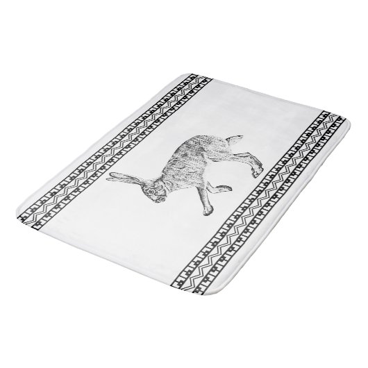 Southwest Jackrabbit Minimalist Black and White Badmat (Gekanteld)