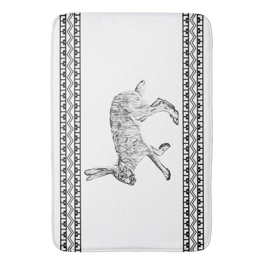 Southwest Jackrabbit Minimalist Black and White Badmat (Voorkant Verticaal)