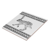 Southwest Jackrabbit Zwart & Wit Geometrische Prin Tegeltje (Zijkant)