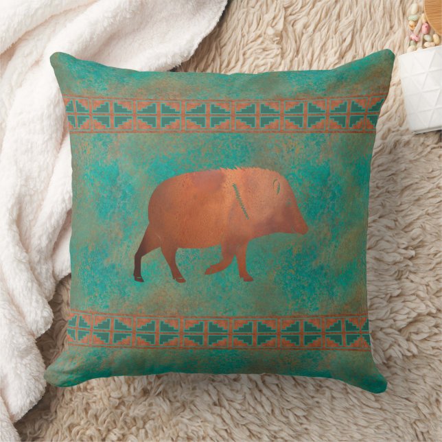 Southwest Javalina Daddy Copper Teal Patroon 50cm Kussen (Deken)