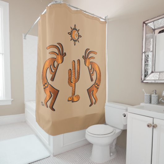 Southwest Kokopell en Cactus Shower Curtain Douchegordijn (In situ)