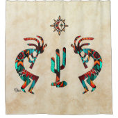 Southwest Kokopell en Cactus Shower Curtain Douchegordijn (Voorkant)