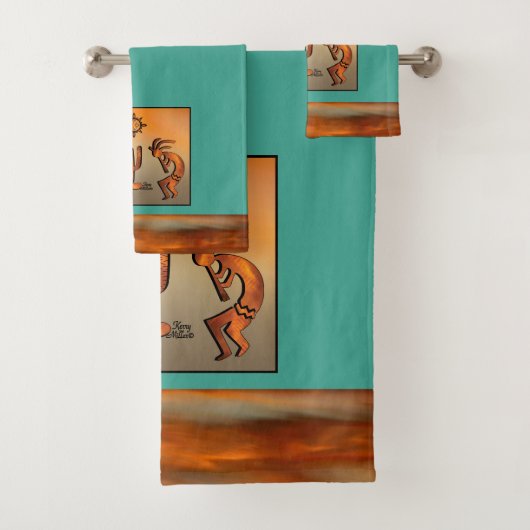 Southwest Kokopelli Bath Towel Set Bad Handdoek (Insitu)