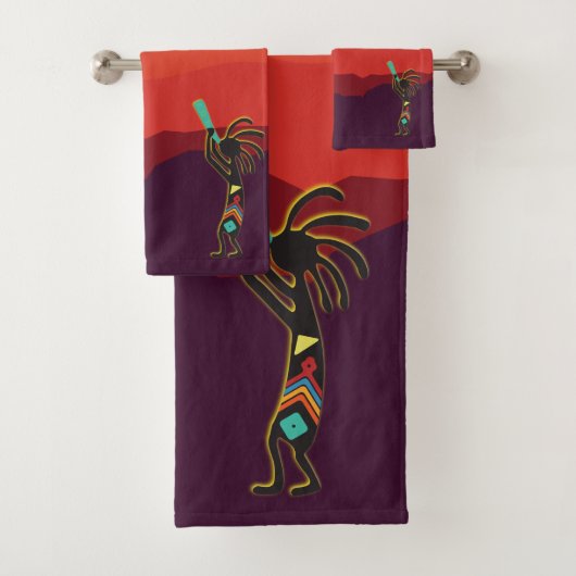 Southwest Kokopelli Bath Towel Set Bad Handdoek (Insitu)