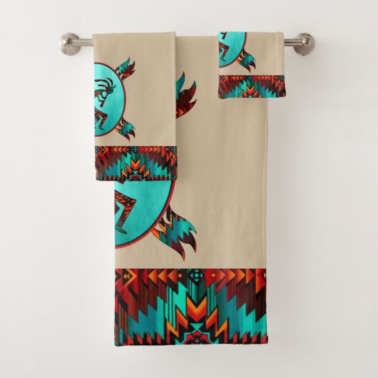 Southwest Kokopelli Bath Towel Set Bad Handdoek (Insitu)