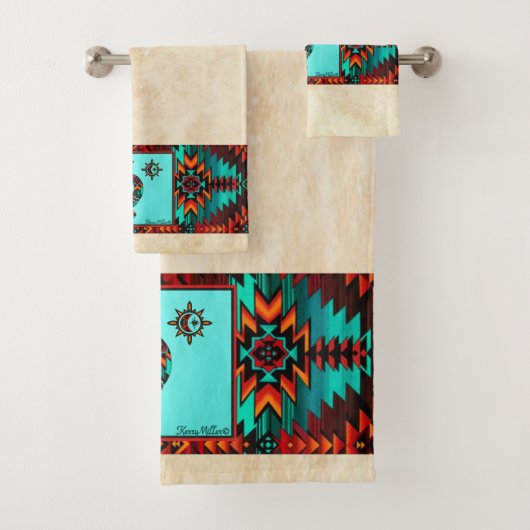 Southwest Kokopelli Bath Towel Set Bad Handdoek (Insitu)