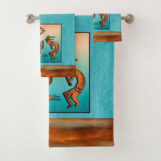 Southwest Kokopelli Bath Towel Set Bad Handdoek (Insitu)