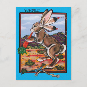 Southwest Kokopelli Bunnipelli Rabbit Whimsical  Briefkaart