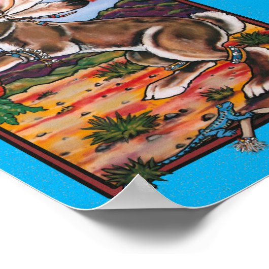 Southwest Kokopelli Bunnipelli Rabbit Whimsical Poster (Hoek)