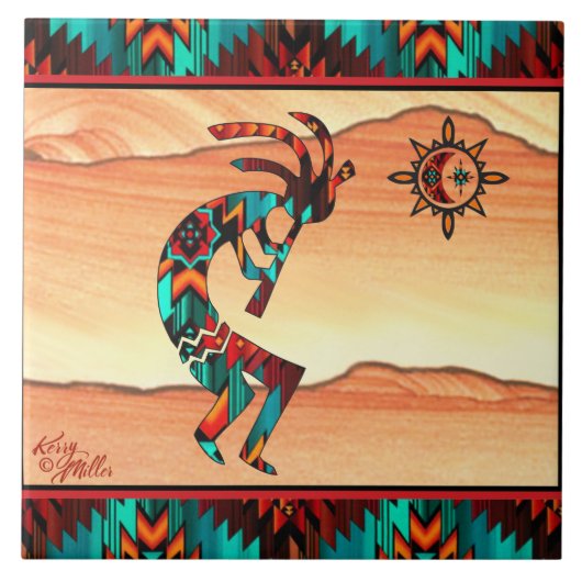 Southwest Kokopelli CERAMIC TILE Tegeltje (Voorkant)