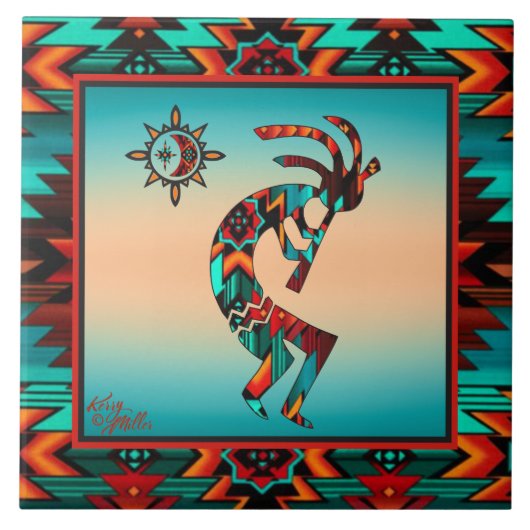 Southwest Kokopelli CERAMIC TILE Tegeltje (Voorkant)