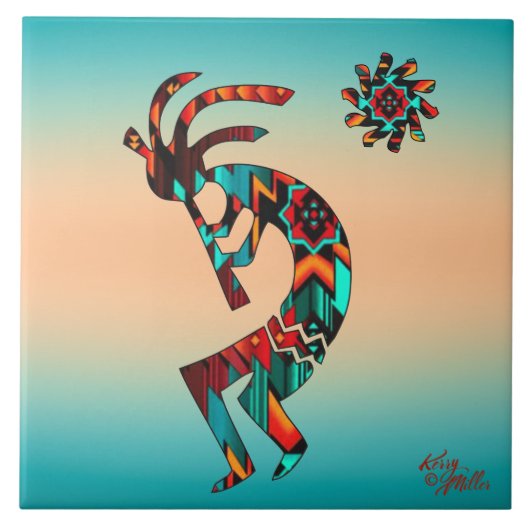 Southwest Kokopelli CERAMIC TILE Tegeltje (Voorkant)