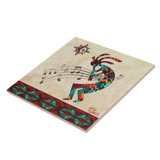 Southwest Kokopelli Ceramic Tile Tegeltje (Zijkant)